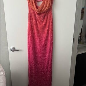 Oh Polly Ombre Coral to Pink Maxi Dress